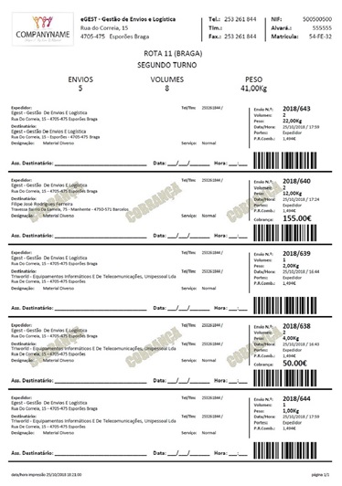 Configure e imprime as listagens de distribuição de envios á sua medida.